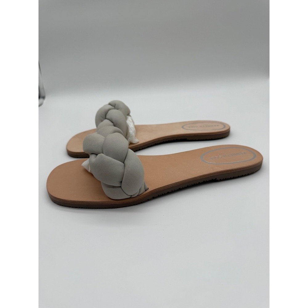 Kenneth Cole New York Nellie Braid White Leather Slide Sandals Womens 11M NEW